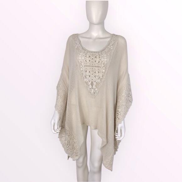 Nordstrom Beige Swim Tunic Beach Coverup Crochet One Size Open Knit Top - Picture 1 of 9